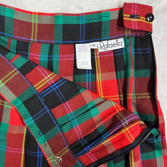 Vintage Red Tartan Pleated Midi Skirt 10 8 Royal Stewart Plaid Academia - Picture 5 of 11